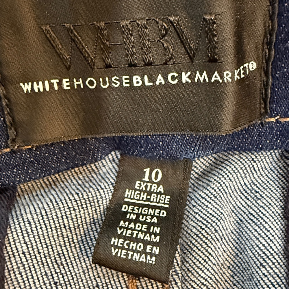 White House Black Market Navy Denim Jeans Extra High Rise Sculpt Size 10 32”InS - Picture 6 of 7